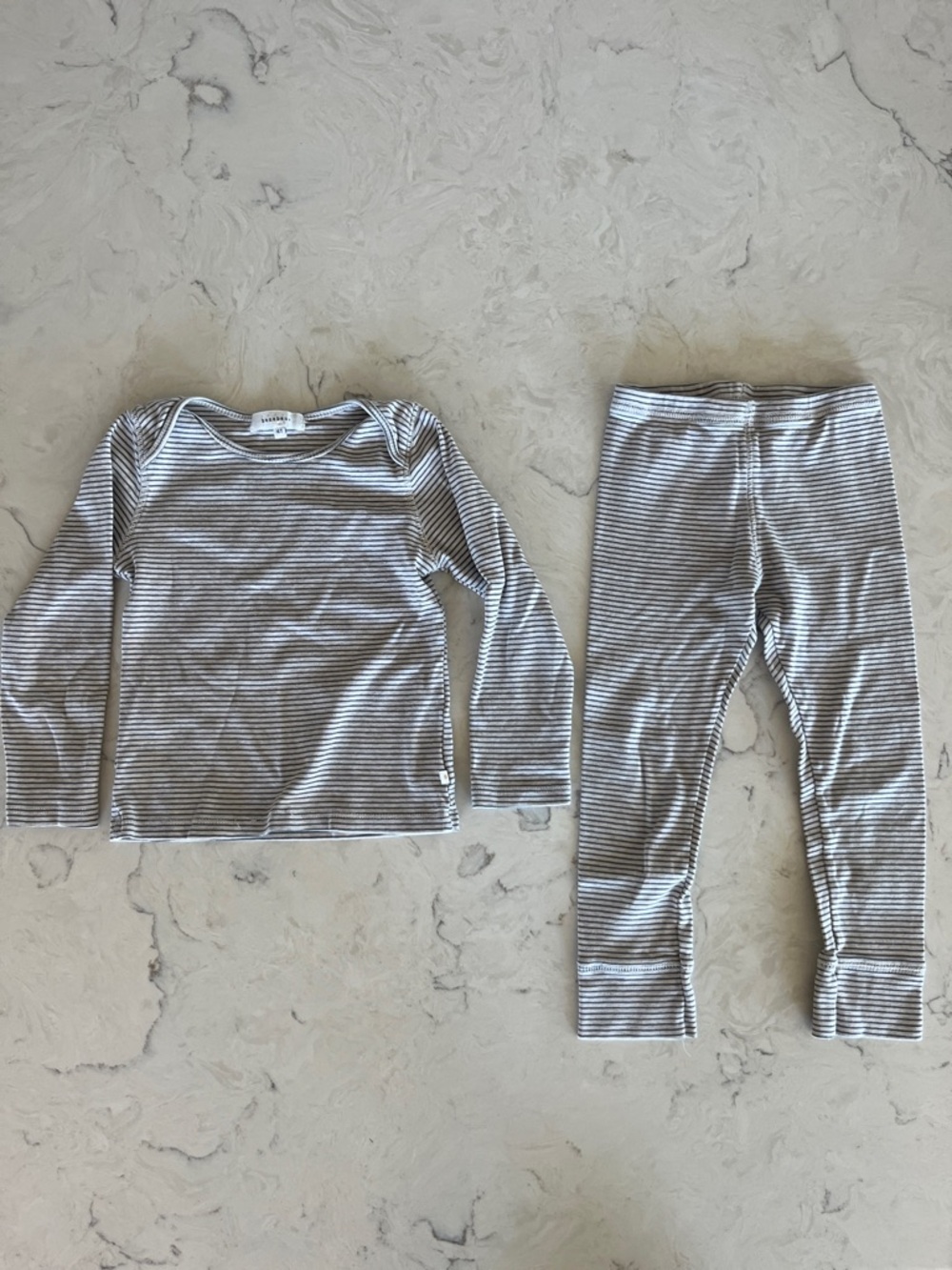 Kids Gray & White Stripe Pajama Set - Long Sleeve Top & Pants